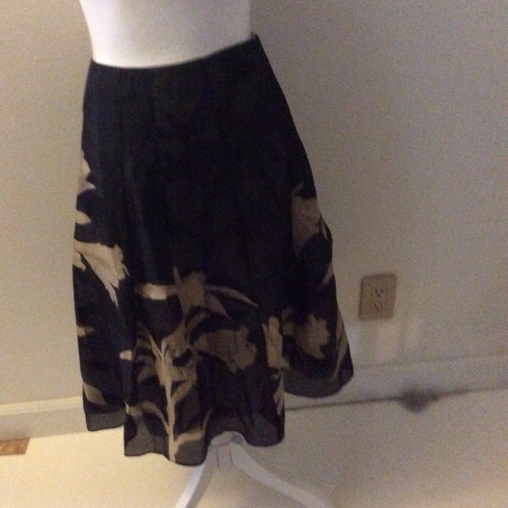 NWOT Silk Black Tan Talbots Collection Skirt